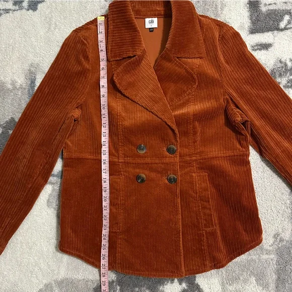 CAbi Corduroy Double Breasted 'Professor Peacoat' Rust / Burnt Orange - Picture 12 of 16